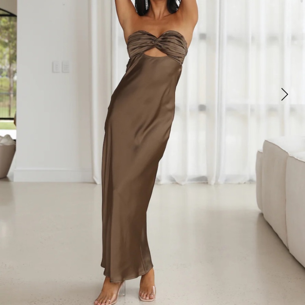 Hello Molly - Brown Satin Dress